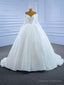 White Sequins Beading Long Sleeve Wedding Dress