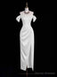 White Sheath Satin Off the Shoulder Wedding Dress