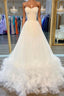 White sweetheart neck tulle long prom Dress white formal Dress