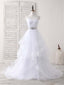White Sweetheart Neck Tulle Long Prom Dress, White Formal Graduation Dress