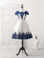 White Tulle Lace Applique Short Prom Dress, Tulle Homecoming Dress