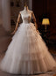 White Tulle Spaghetti Straps Tiers Wedding Dress
