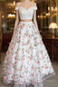 White Two Pieces Tulle Long Prom Dress, Tulle Evening Dress 0021