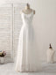 White V Neck Tulle Lace Long Prom Dress White Evening Dress