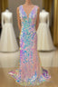 Mermaid V-Neck Sequined Long Prom Dress