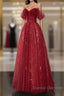 Wine Red A-Line Tulle Sweetheart Floor Length Party Dress, Wine Red Tulle Prom Dress