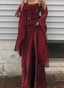 Wine Red Long Spaghetti Straps Simple Prom Dress, Wine Red Long Formal Dress