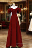 Wine Red Straps Sweetheart Long Formal Dress, A-Line Wine Red Prom Dress