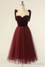 Wine Red Sweetheart Tie-Strap A-Line Short Prom Dress