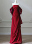Wine Red Unique Red Scoop Long Prom Dress, Wine Red Long Evening Dress