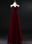 Wine Red Velvet Floor Length Long Prom Dress, Dark Red Party Dress