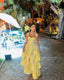 Yellow Dress Fashion Elegant Prom Dress Vintage Princess Female Evening Party Dress