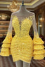 Yellow Homecoming Dress , Vintage Party Dress