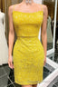 Yellow Sequins Backless Short Homecoming Dress