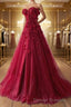 A-Line Prom Dress Elegant Dress Formal Sweep / Brush Train Sleeveless Sweetheart Tulle with Pleats Sequin Appliques