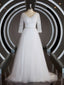Wedding Dresse Vintage, A-Line/Princess Sweetheart Sweep Train Tulle Wedding Dresses with Ruffles
