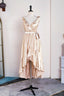 Champagne Ruffled Faux-Wrapped A-line Hi-Low Bridesmaid Dress with Sash