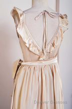 Champagne Ruffled Faux-Wrapped A-line Hi-Low Bridesmaid Dress with Sash