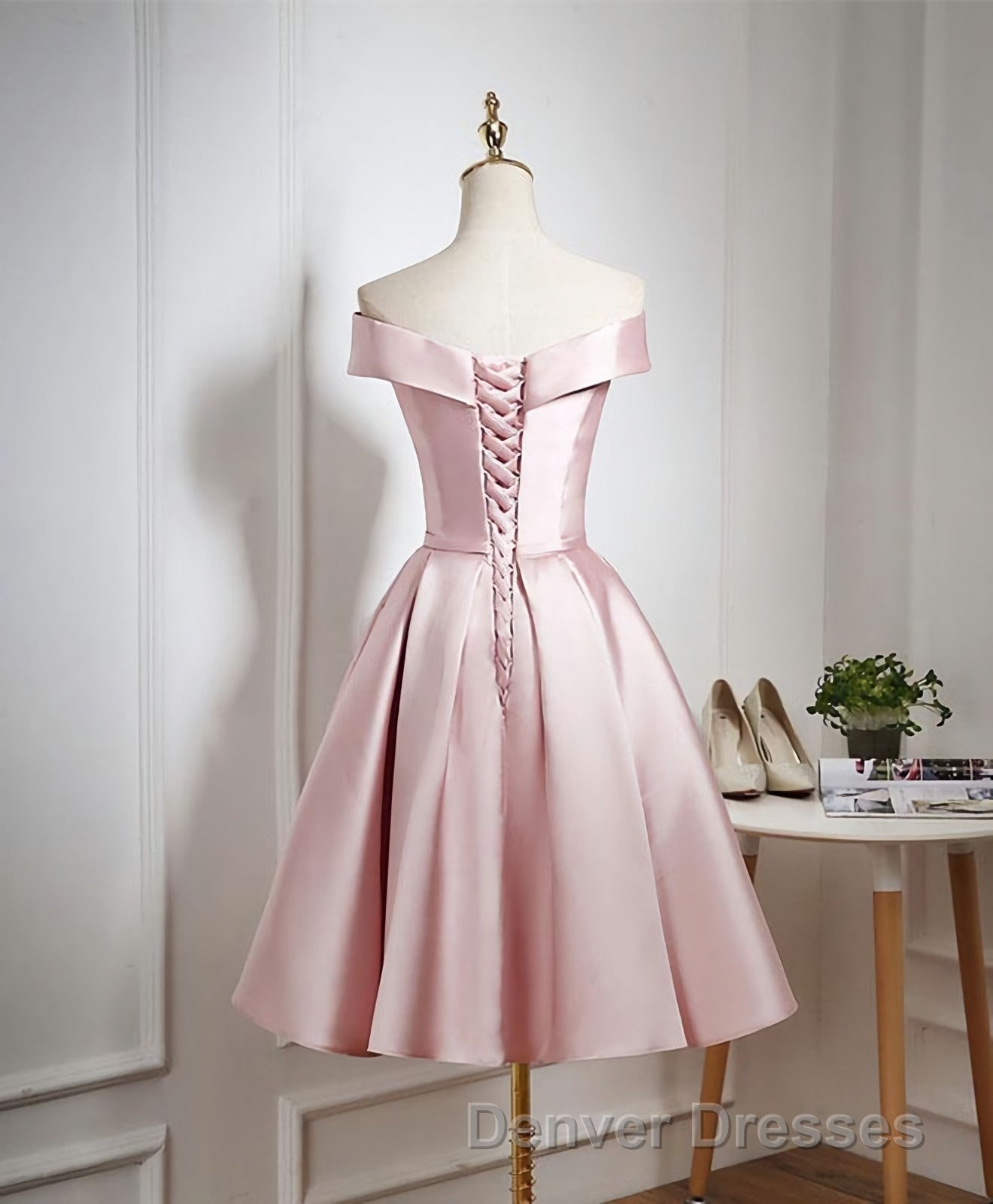 Cute Pink A Line Short Prom Dress, Pink Evening Dress Secondary image
