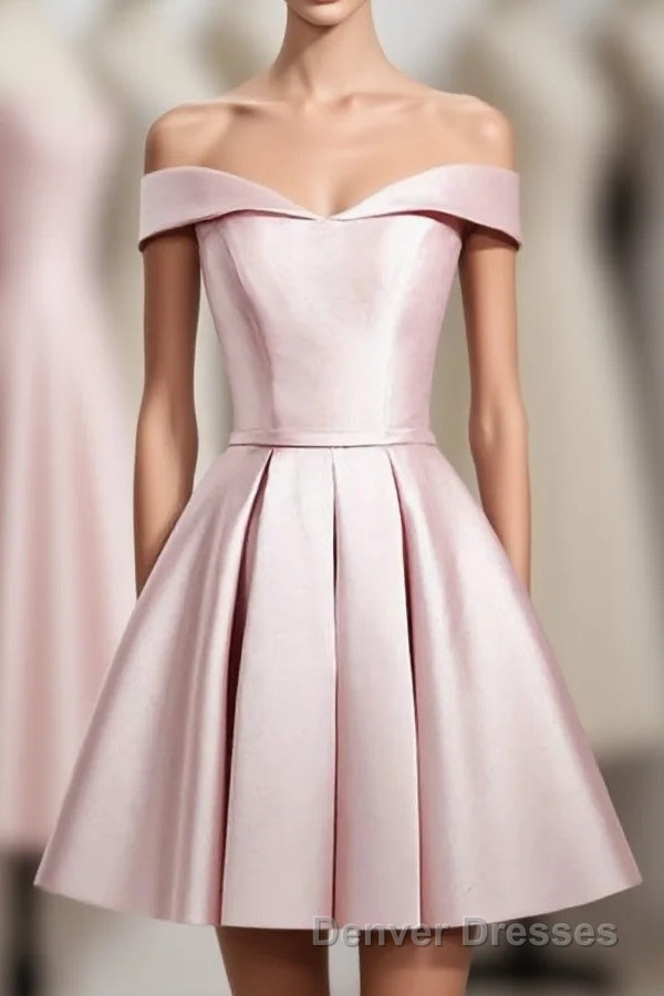 Cute Pink A Line Short Prom Dress, Pink Evening Dress Main image