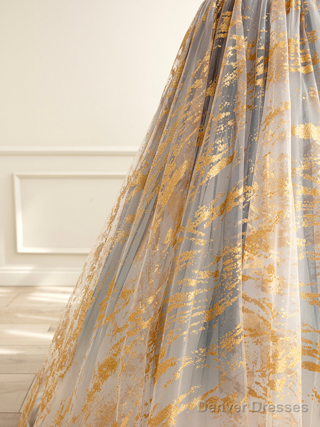 Beautiful Gradient Tulle Long Formal Dress, A-Line Strapless Prom Dress Evening Dress