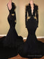 2025 Charming Long Sleeve Black V-neck Prom Dresses