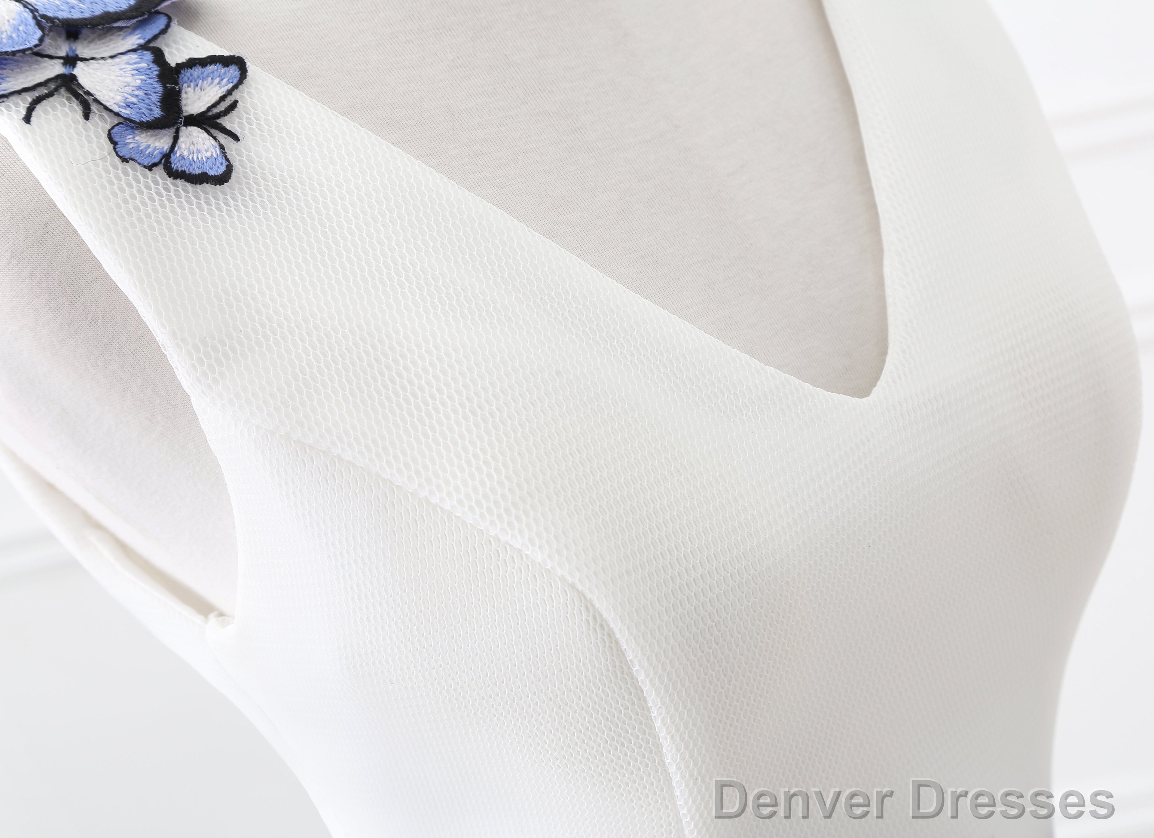 A Line V Neck Sleeveless Appliques Tulle Homecoming Dresses, Short Prom Dresses