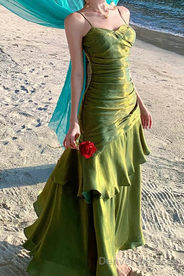 A-Line Green Prom Dress features spaghetti straps Evening Dresses Secondary image