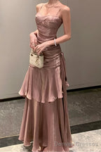 A-Line Pink Prom Dress features spaghetti straps Evening Dresses
