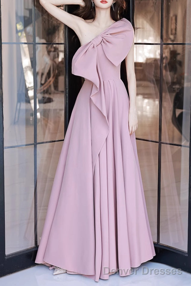 Pink A-Line Prom Dresses Sleeveless One-Shoulder Maxi Dress Secondary image