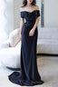Simple Mermaid Off The Shoulder Black Prom Dress