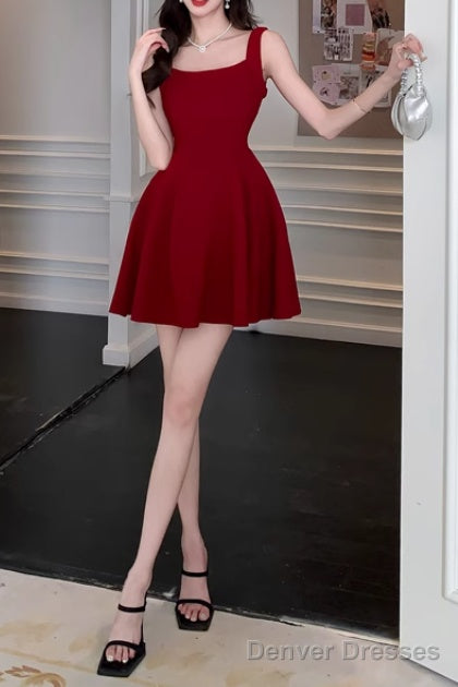 Summer Square Neck Homecoming Dress Backless Mini Dresses