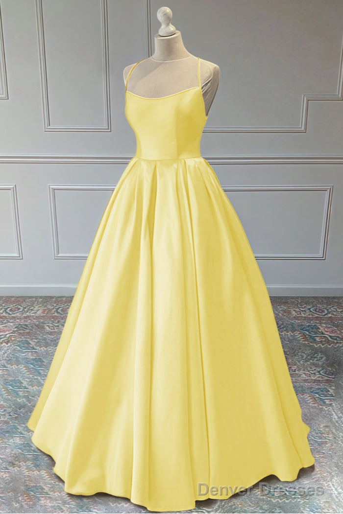A-line Sleeveless Square Neckline Long/Floor-Length Satin Prom Dresses
