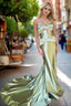 Sweetheart Satin Mermaid Long Prom Dresses