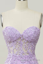 Coral Sweetheart Lace-Up Long Mermaid Prom Dress with Appliques