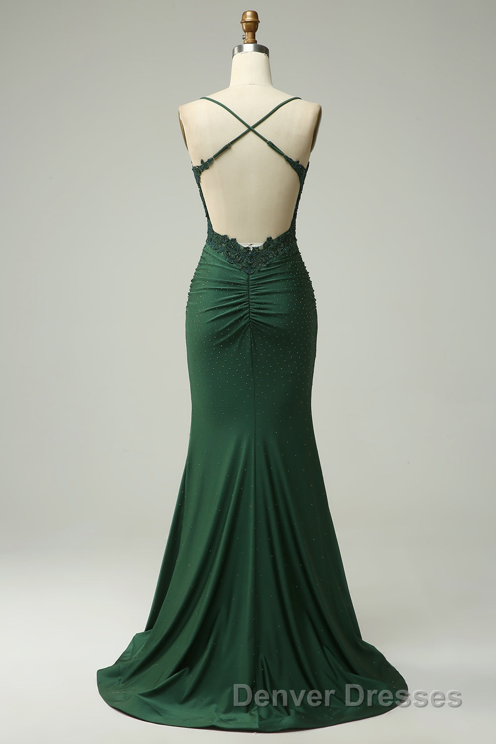 Sparkly Dark Green Beaded Long Prom Dress with Appliques Secondary image