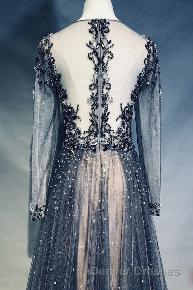 Luxury Long Sleeves V-neck Long Prom Dress Overskirt Mother Formal Dress