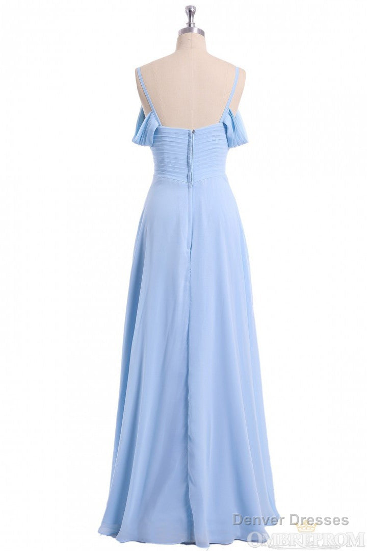 A-line Sky Blue Long Wedding Party Dresses Main image