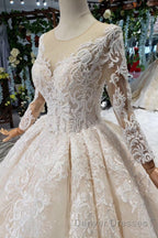 Gorgeous Long Sleeves Ball Gown Wedding Dress With Beading Appliques