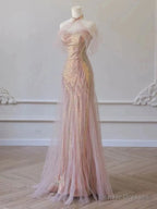 Sexy Mermaid Halter Pink Sequin Long Prom Dress Evening Dress Formal Dress