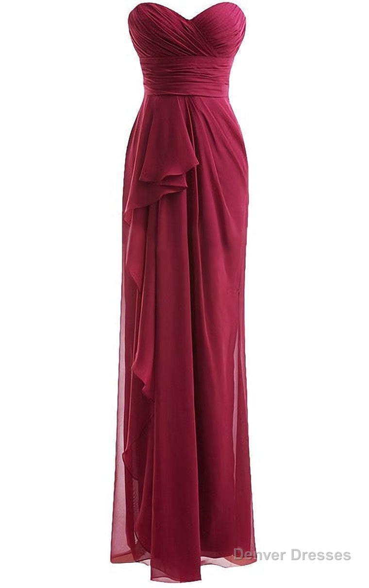 Classical Burgundy Sweetheart Empire Pleated Floor Length Chiffon Bridesmaid Dresses