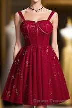 Elegant Sleeveless Tulle Sequins Short Homecoming Dress