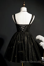Elegant Sleeveless Tulle Sequins Short Homecoming Dress