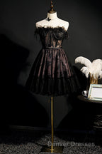 Cute Strapless Black Tulle Short Homecoming Dress