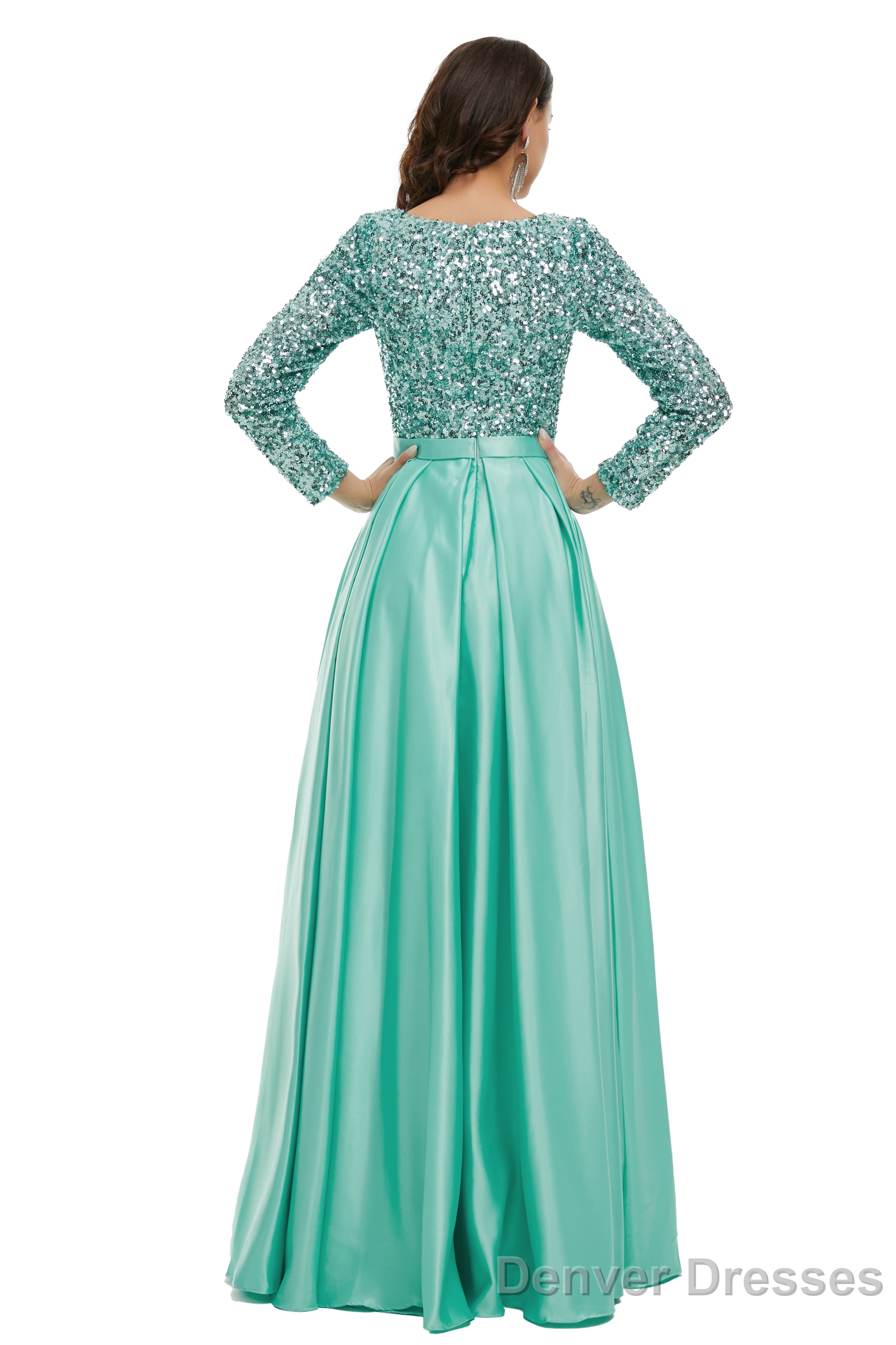 Lady Dresses Full Sleeve Prom Dresses V Neck Formal Gowns 2025 Floor Length Party Dresses