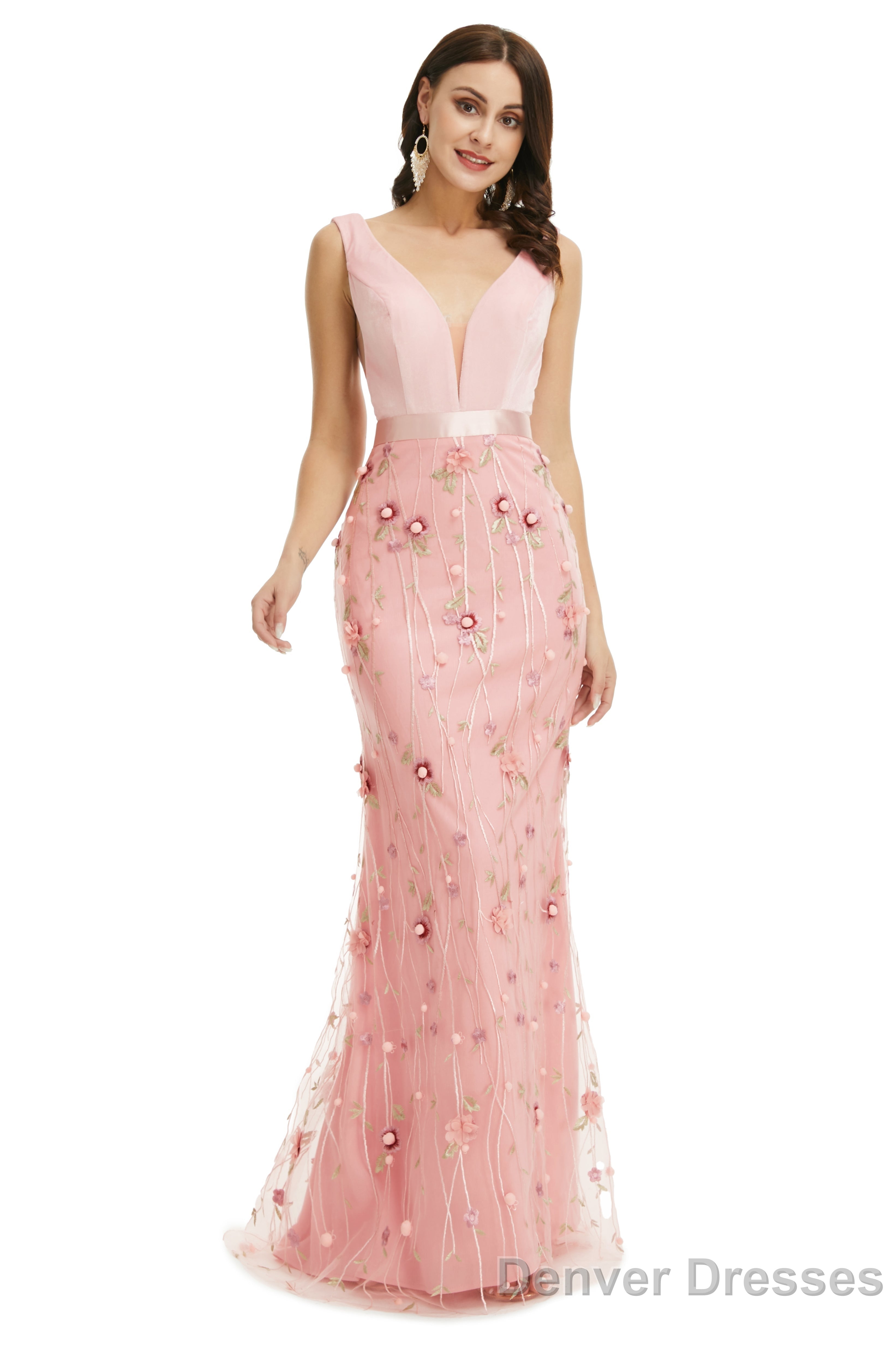 Lady Dresses Sleeveless Prom Dresses V Neck Formal Gowns 2025