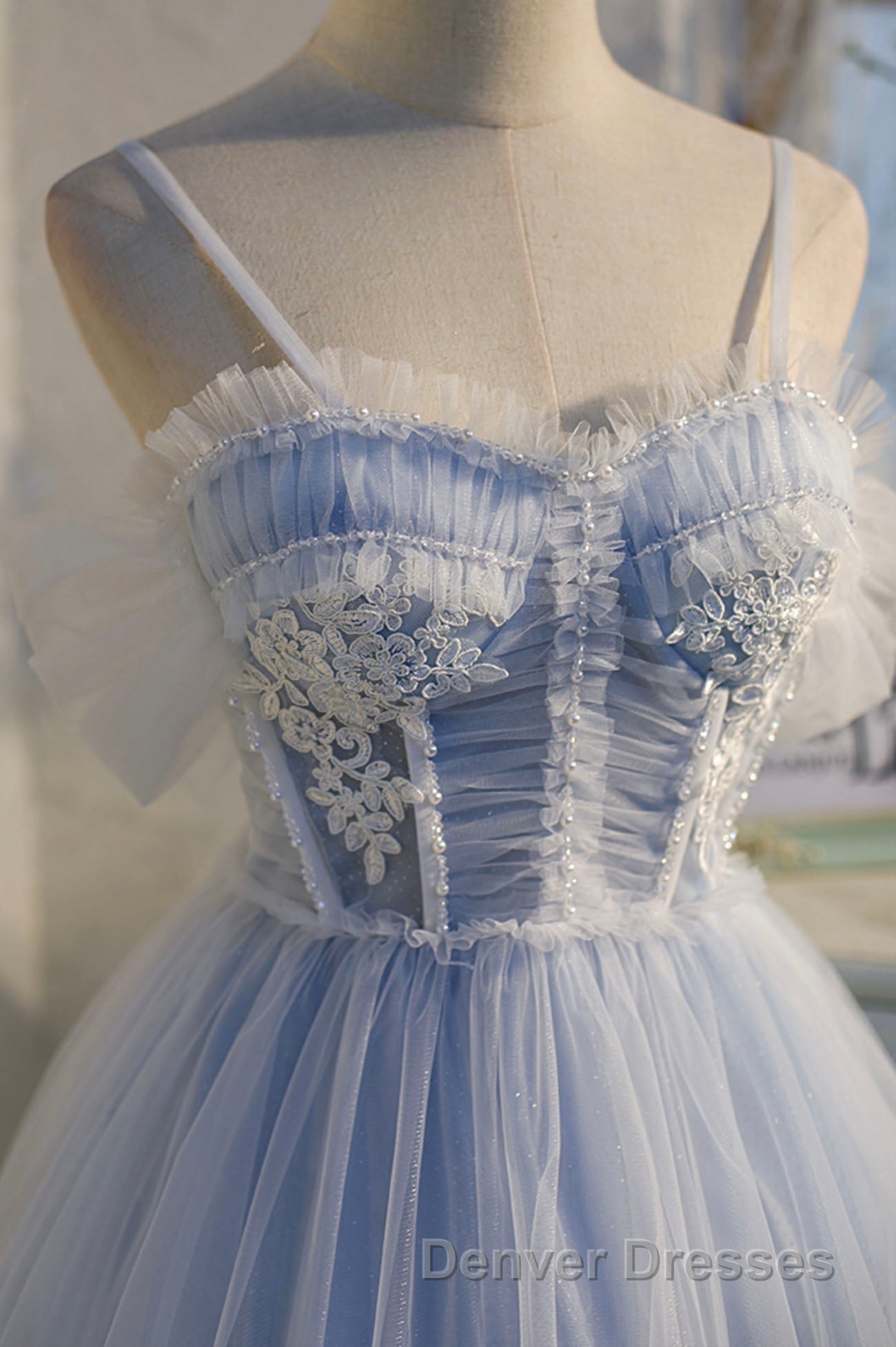 Cute Spaghetti Strap Lace Short Party Dress, A-Line Evening Dress Secondary image