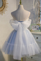 Cute Spaghetti Strap Lace Short Party Dress, A-Line Evening Dress