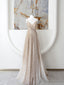 Champagne Spaghetti Strap Sequins Long Prom Dress, Shiny V-Neck Evening Dress