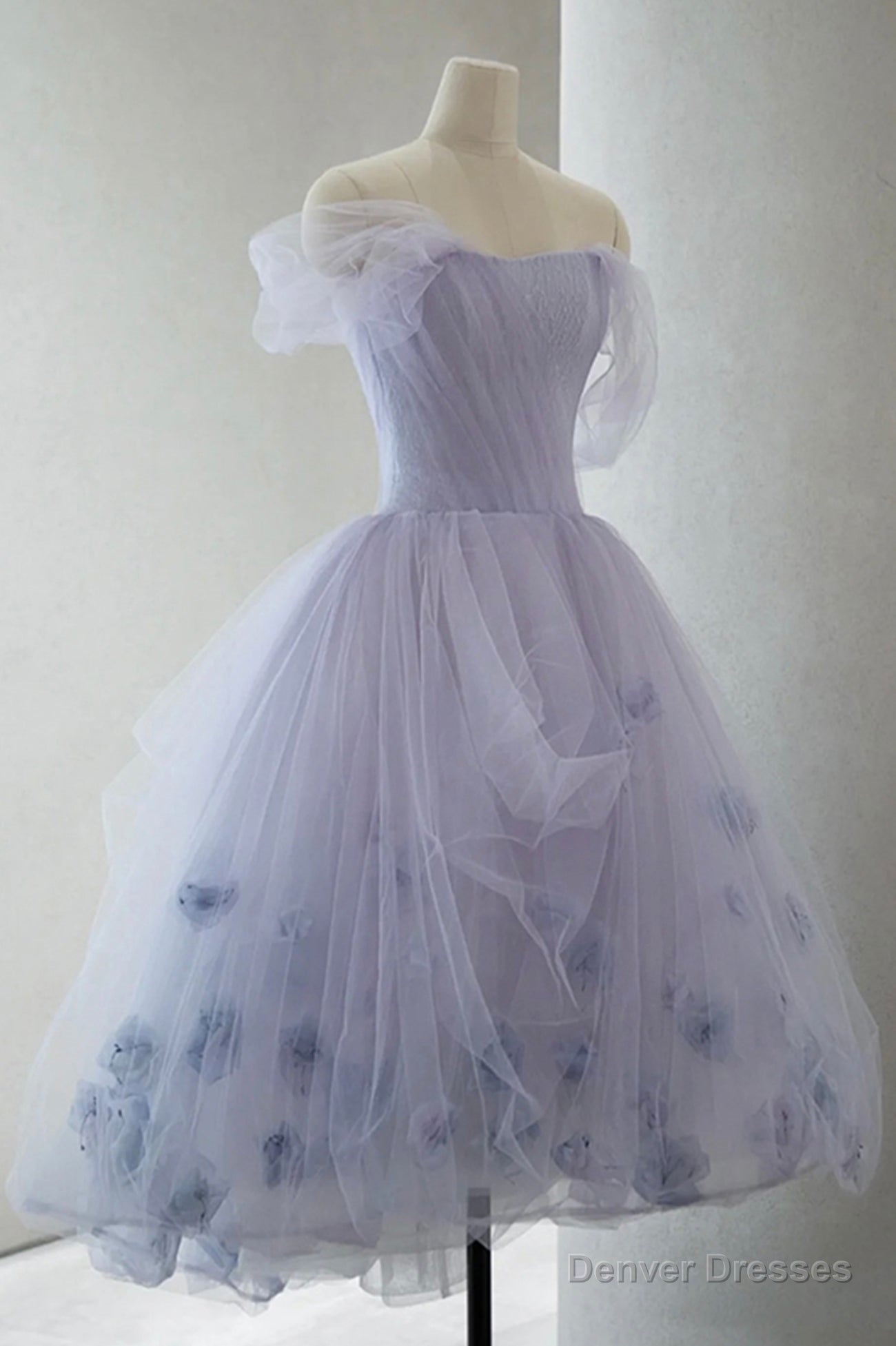 Purple Tulle Short Prom Dress, A-Line Off the Shoulder Party Dress Secondary image